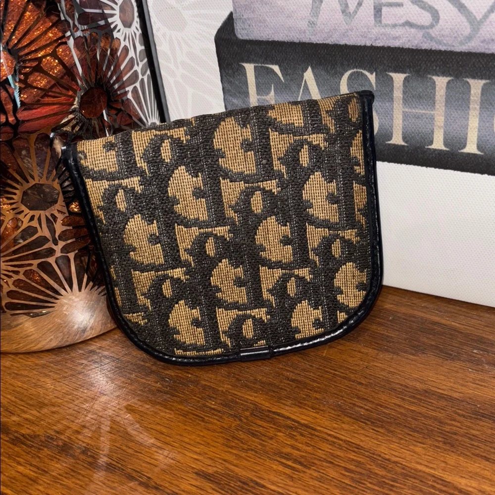 Christian Dior Trotter Monogram Logo Canvas Coin Wallet
